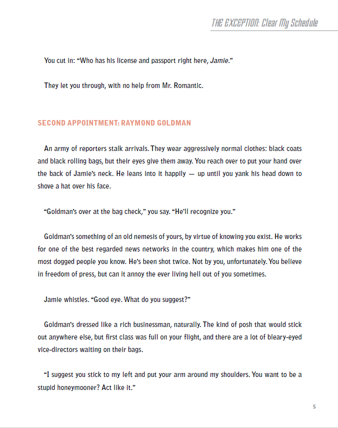 The Exception, Issue Two: Clear My Schedule